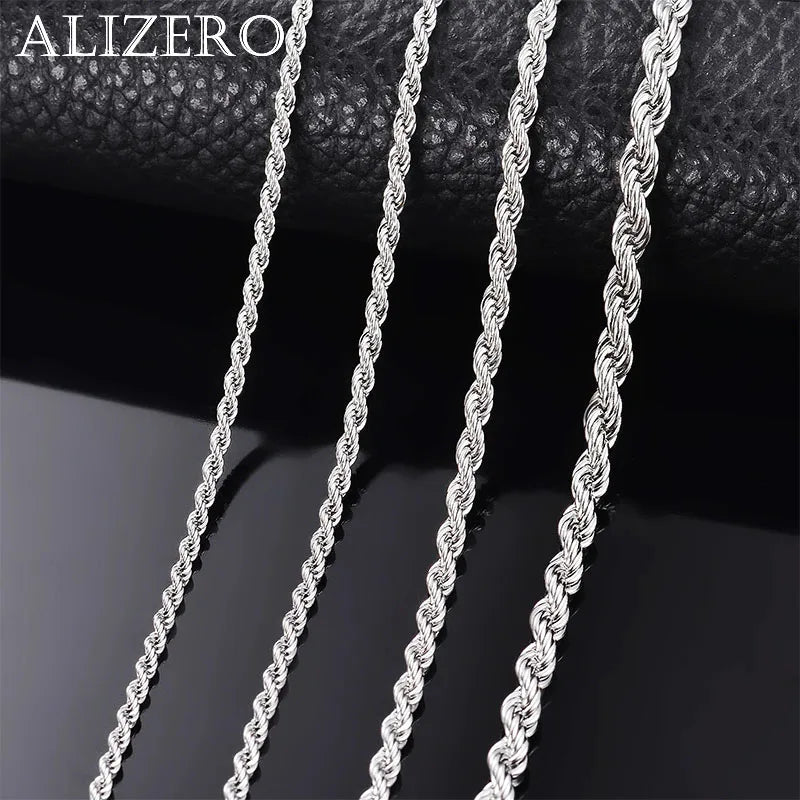 1 Stück 925er Sterlingsilber Breite 2mm/3mm/4mm Seilkette Halskette/Armband Für Herren Damen Herren Mode Kette Halskette