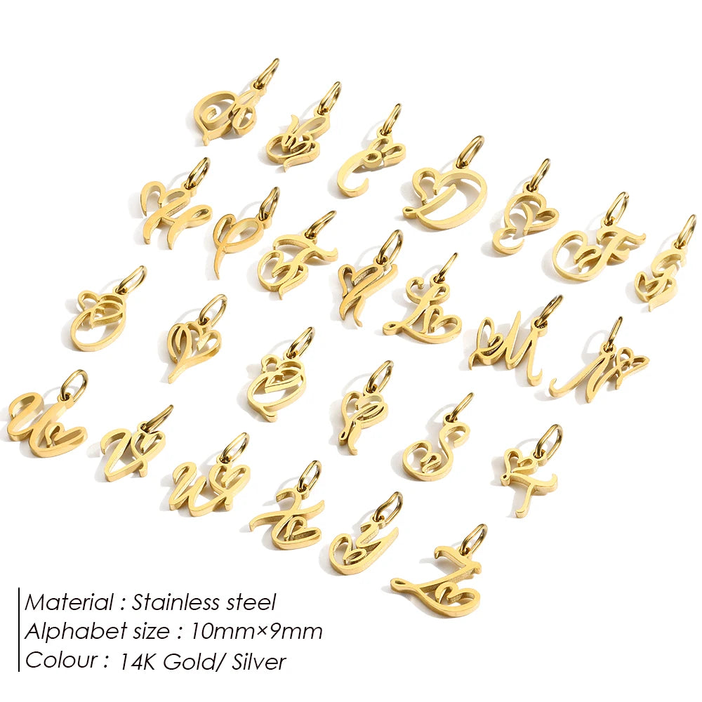 SUNIBI Heart Art Initial Alphabet Pendant DIY Name Customized Birthday Gift Stainless Steel Women Fashion Jewelry A-Z Wholesale