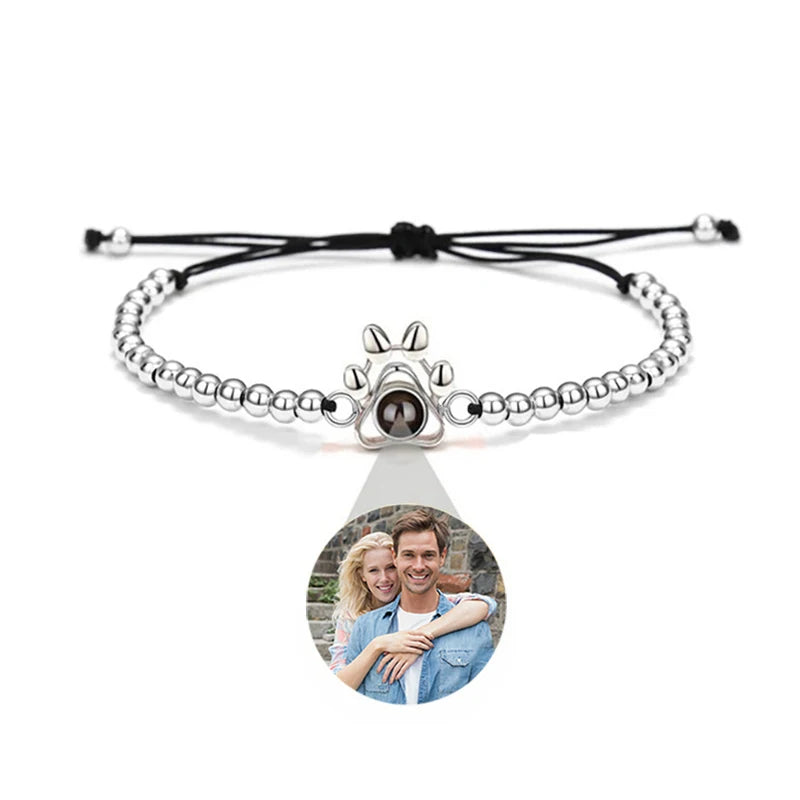 Kundenspezifisches Armband mit Bild im Inneren, Titan-Edelstahl-Kubanische Gliederkette, Armband mit personalisierter Fotoprojektion für Männer und Frauen