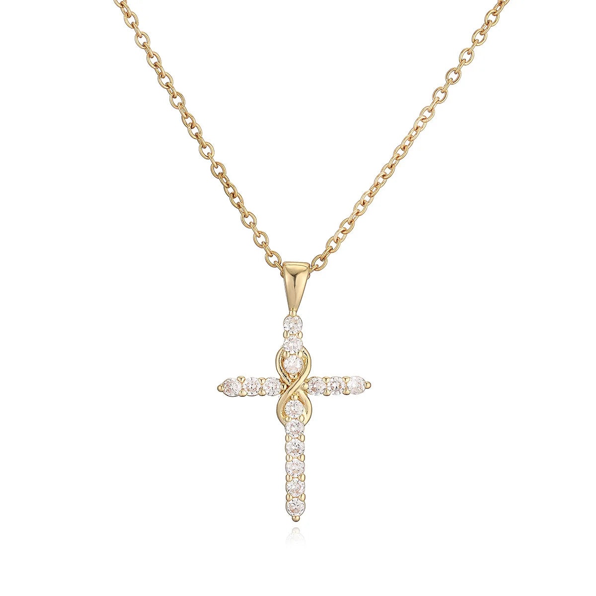 NEWBUY Gold Color Jesus Cross Pendant Stainless Steel Chain Necklace For Women Men Classic Design Christain Jewelry Gift