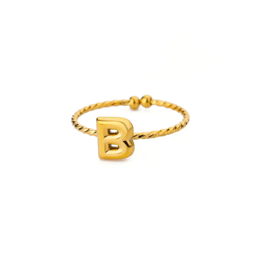 Süße klobige Initialenringe für Frauen, goldfarbener Edelstahl A-Z Buchstaben verstellbarer Ring, ästhetischer Hochzeitsschmuck, Geschenk