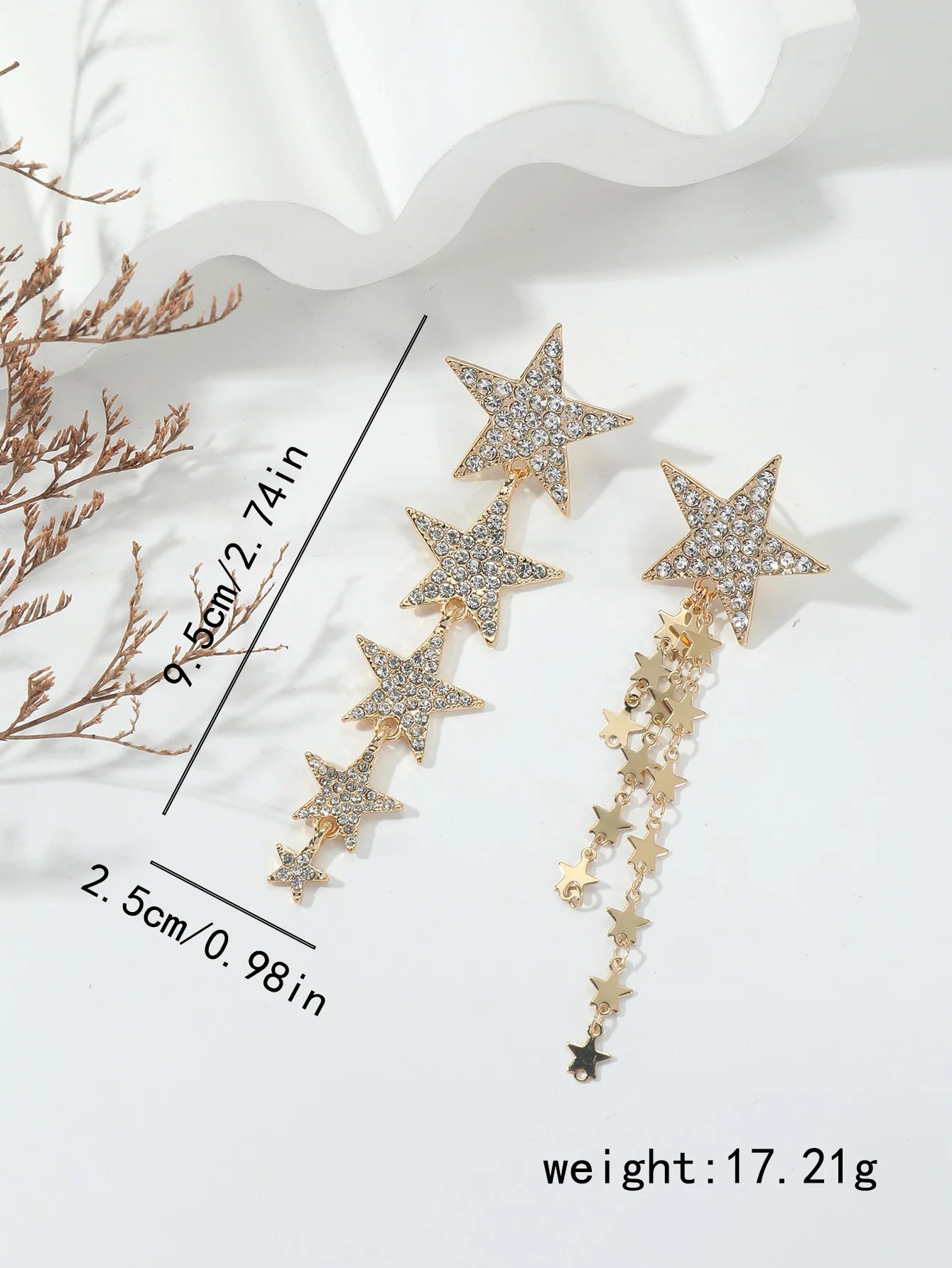 Vintage Lange Stern-Ohrringe für Damen Trendige Metall Gold Silber Farbe Punk Statement Ohrringe Party Schmuck