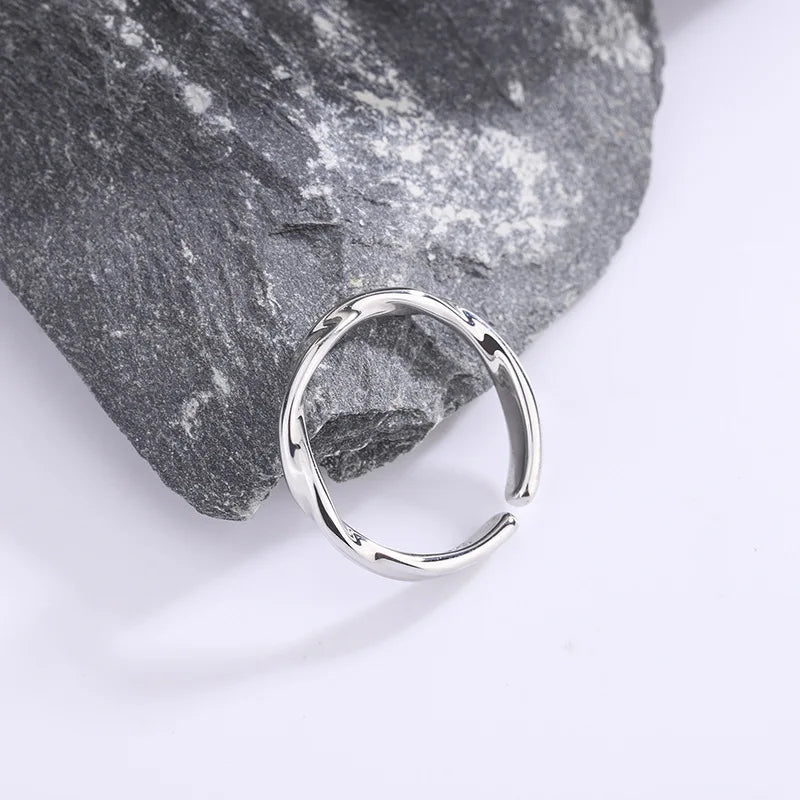 Mode 925 Sterling Silber Einfache gedrehte Drahtringe für Frauen Hochzeit Feiner Schmuck Geschenk Großhandel