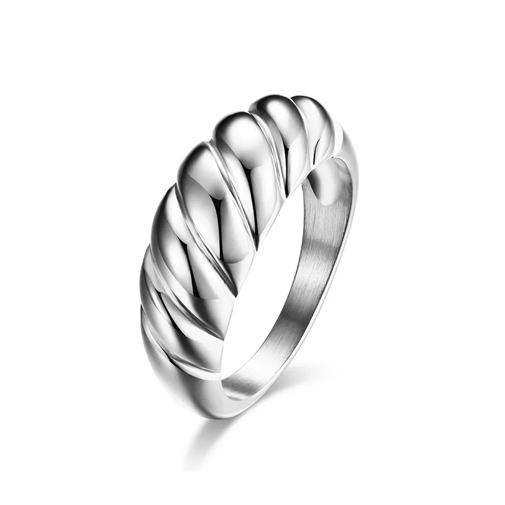 Edelstahl Twist Brot Design Ring Ehering für Herren Damen Größe 4-12