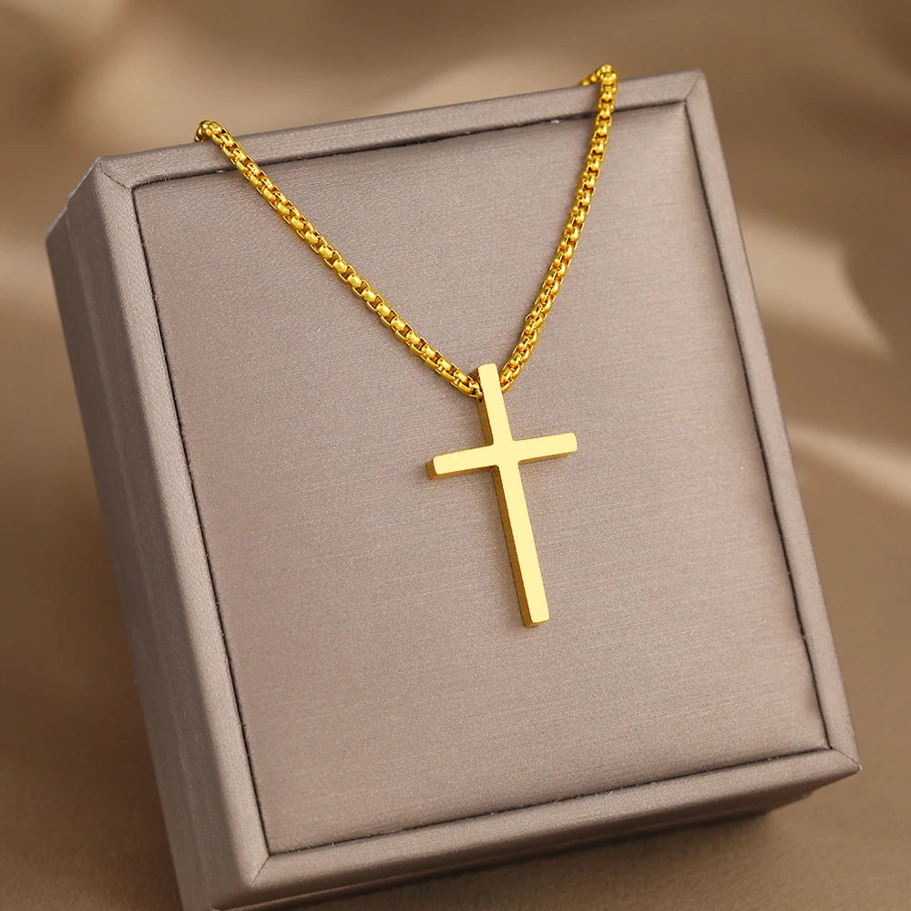 Cross Necklaces Streetwear Grunge Y2K Pendants Male Chains Christian Choker Fashion Stainless Steel Necklace For Women Jewelry