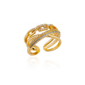 Anillos abiertos de cadena retorcida de circonita para mujer, anillos ajustables de acero inoxidable con diseño geométrico trenzado, regalo de joyería estética para bodas