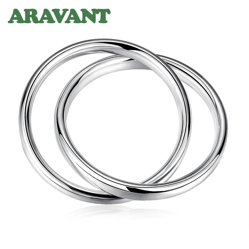 Aravant Pulseras de doble círculo de plata 925 para mujeres y hombres, joyería de moda