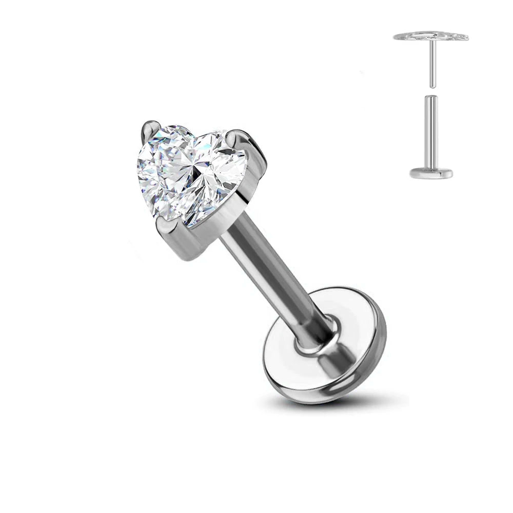 ASTM F136 G23 Titan Blume Threadless Ohrring Piercing Blütenblätter Blatt Herz Schmetterling Pin Daith Conch Push-in Labret Stecker