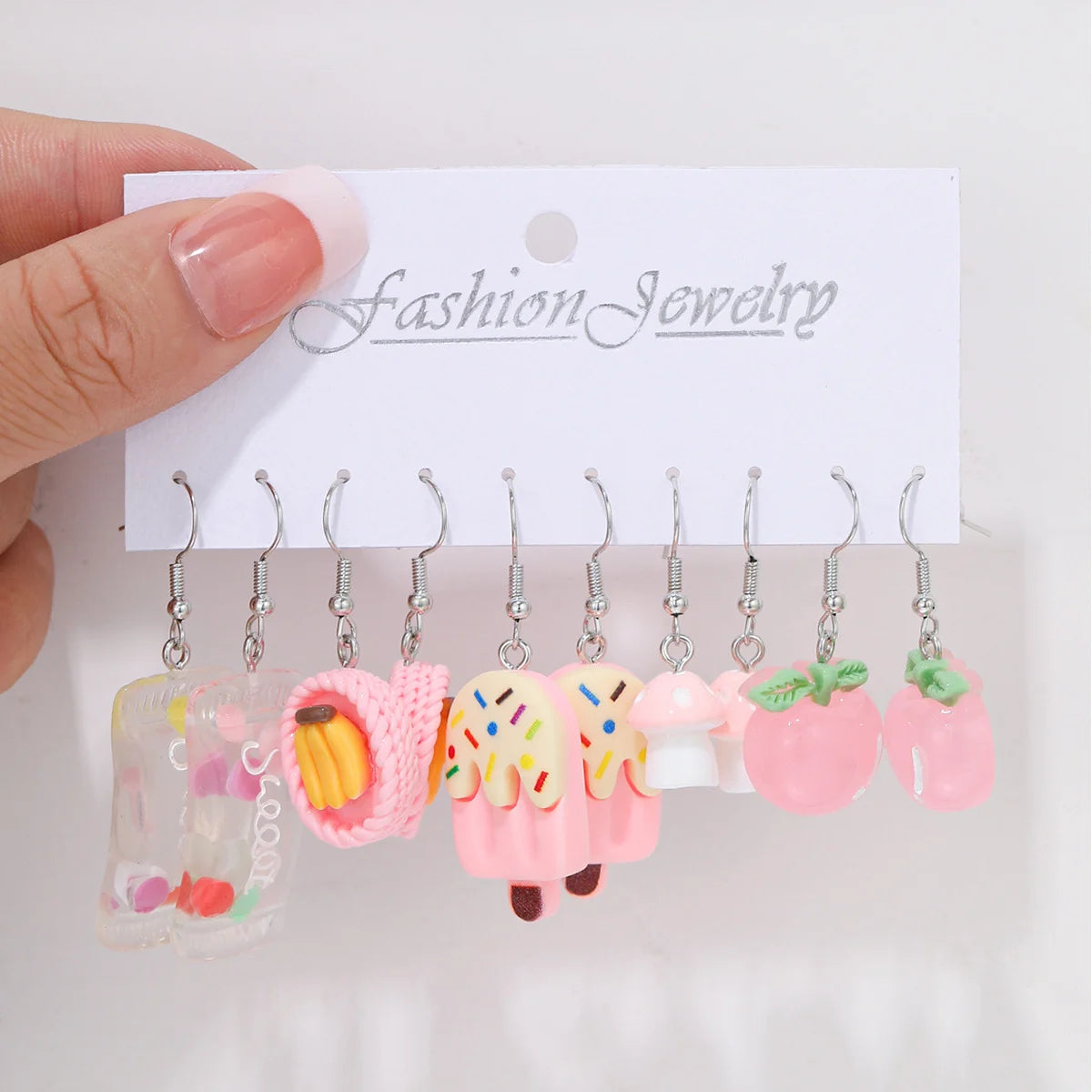 Mode Süße Fruchtgetränk Ohrringe Set für Damen Niedliche Cartoon Lebensmittel Eis Donut Lustige Harz Ohrringe Party Schmuck Geschenk Neu