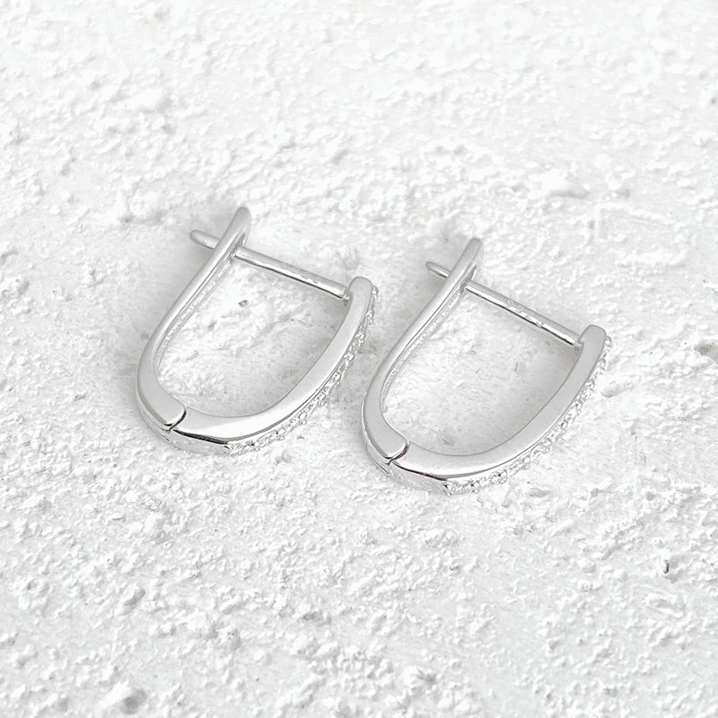 NeeTim Pendientes de aro de moissanita completa Plata de ley 925 Diamante de laboratorio Pendientes brillantes para mujer Fiesta Boda Pendientes de diseño