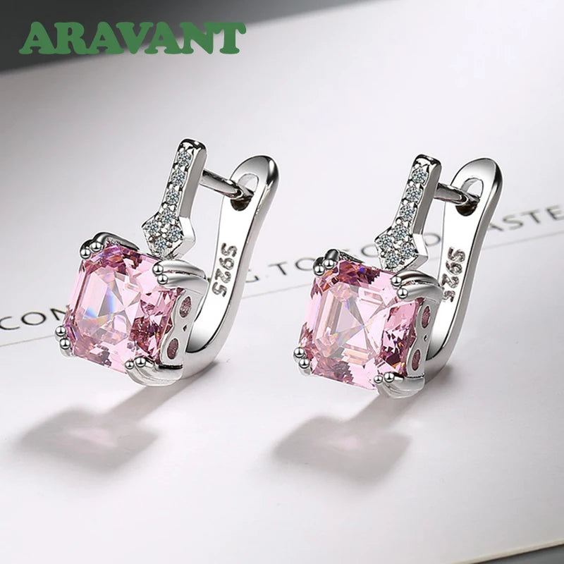 Aravant Pendientes Colgantes Cuadrados de Circonia de Plata de Ley 925 para Mujer Joyería de Moda