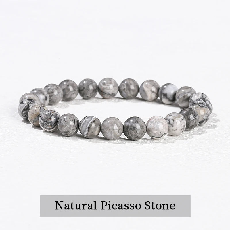 JD Natursteinperlen Armband Amethyst Tigerauge Kristall Quarz Achat Edelstein Perlen Armreifen Damen Herren Reiki Heilung Schmuck Geschenk