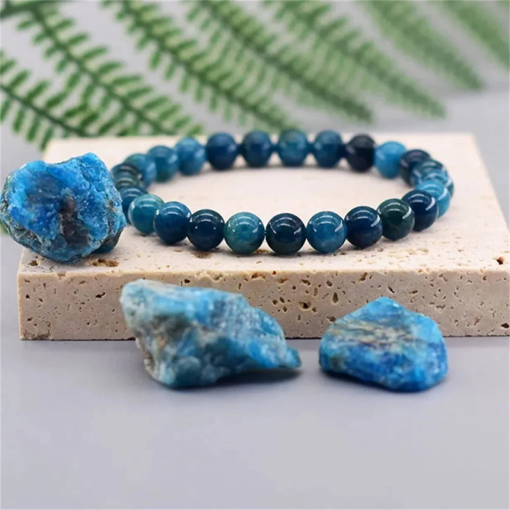 1 Stück Apatit-Armband, blauer Farbton, Herren- und Damenarmband, kreativer Trend, minimalistischer Stil, Armband, tägliches Accessoire
