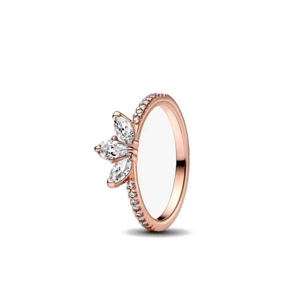 Ring aus Roségold mit Kleeblatt, Herz, Pink, Neu, Bestseller, 925er Silber, geeignet zum Kombinieren, DIY Geburtstagsgeschenk