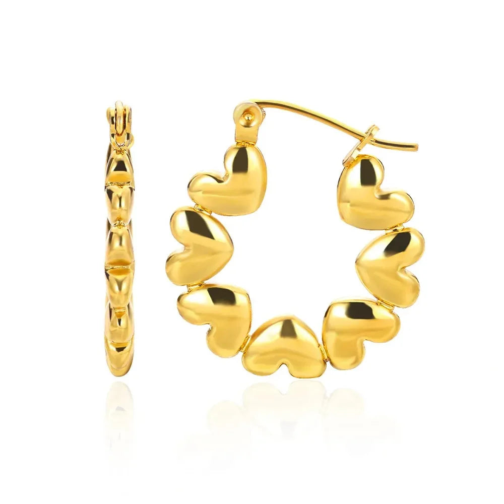 Hohle Zirkon-Herzohrringe für Frauen, Edelstahl, Goldfarben, Herz-Ohrring, Luxuriöser Hochzeitsschmuck für Paare, Geschenk, kostenloser Versand