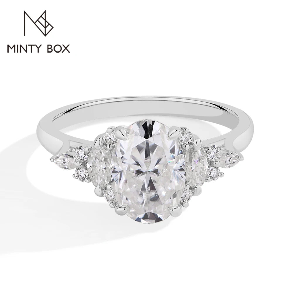 MINTYBOX 3,0 ct im Labor gezüchteter Diamant Verlobungsring S925 Sterling Silber Oval Moissanit Ringe für Damen 18K vergoldeter Schmuck