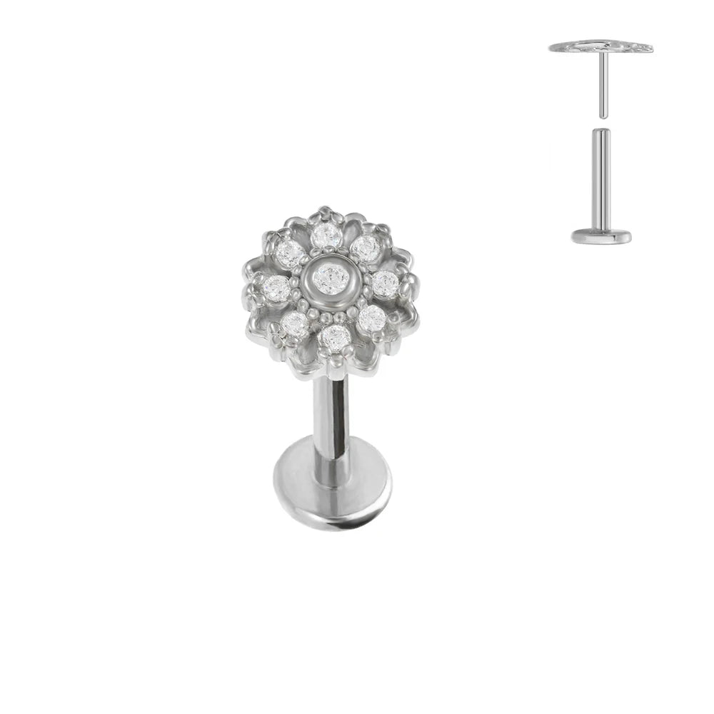 ASTM F136 G23 Titan Blumen Piercing Push-In Zweig Ohrring Stecker Anhänger Gewindefreies Labret Piercing Knorpel Körperschmuck