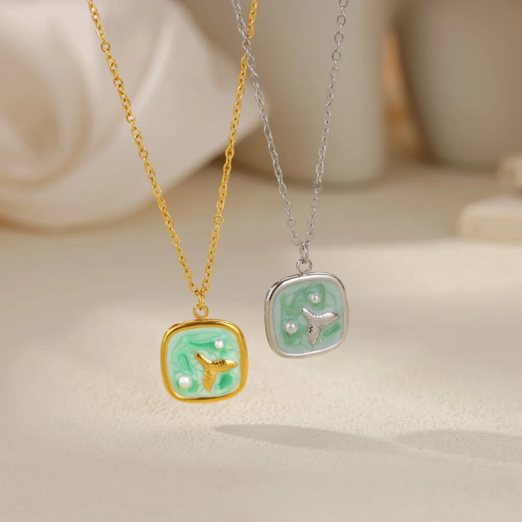 Starfish Shell Conch Pendant Necklaces For Women Gold Color Stainless Steel Chain Choker Trendy Summer Beach Party Jewelry Gift