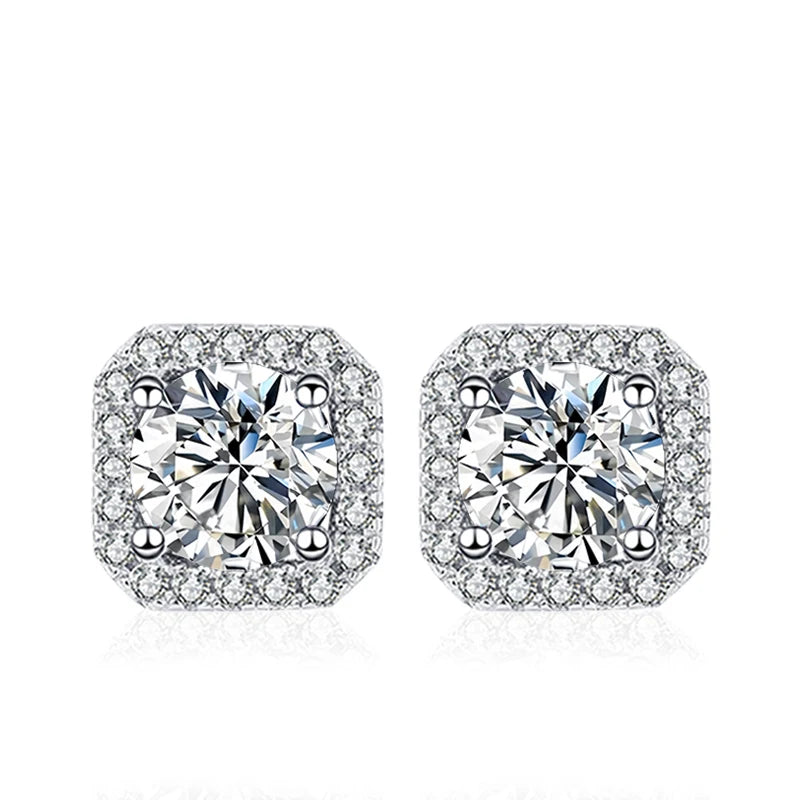 NeeTim 0.5ct 1ct Rosa Moissanit Ohrstecker für Damen 925 Sterling Silber Schwarz Blau Grau Funkelnde Labor Diamant Ohrringe
