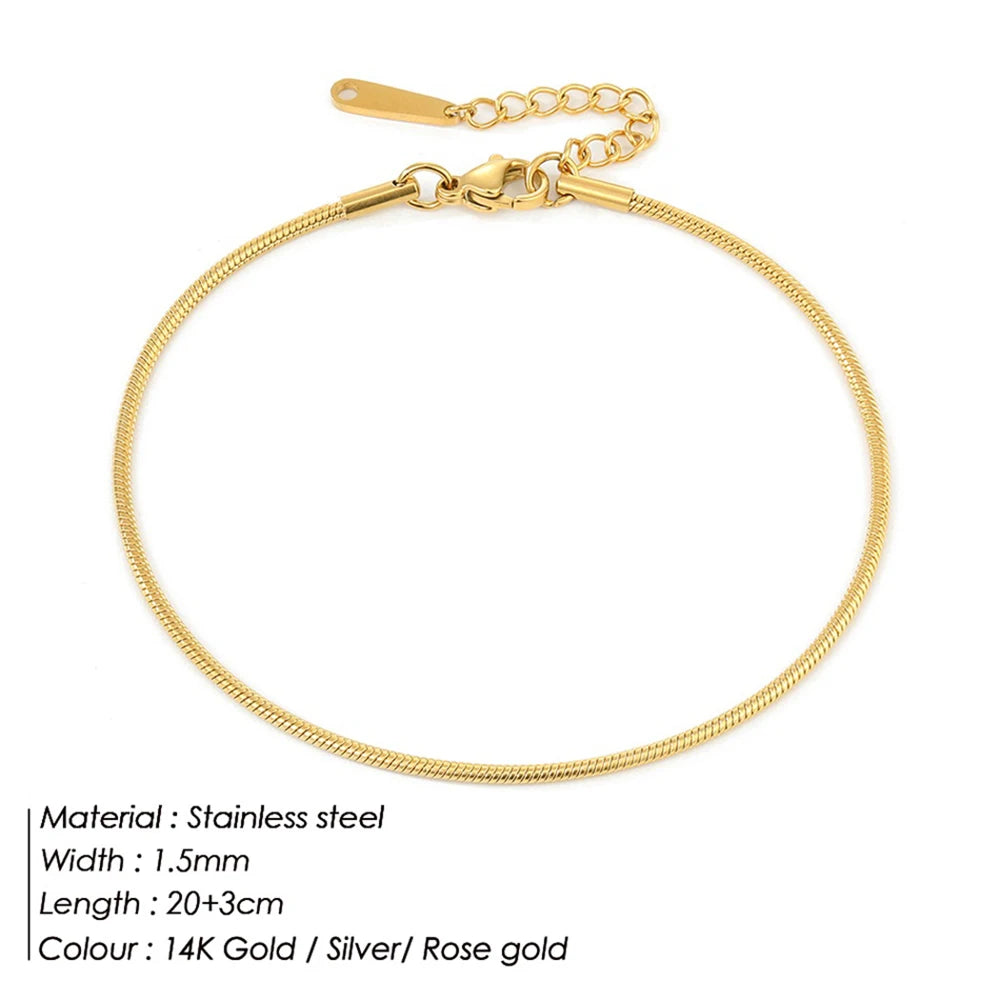 SUNIBI Edelstahl Schlangenkette Fußkettchen für Frauen Nicht Allergisch Einstellbar Sexy Bein Fuß Armband Geschenke Accessoire Dropshipping