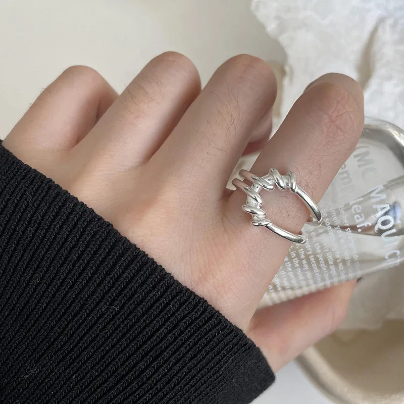 VENTFILLE 925 Sterling Silber Fingerringe Neue Mode Kreative Kreuz Hohlkette Geometrischer Partyschmuck Geschenke