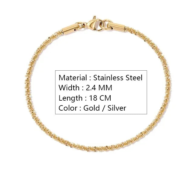 Edelstahl-Kettenarmband für Frauen, silberfarben, modisch, schlicht, glänzend, minimalistisches Charm-Armband, Hochzeitsparty-Schmuck