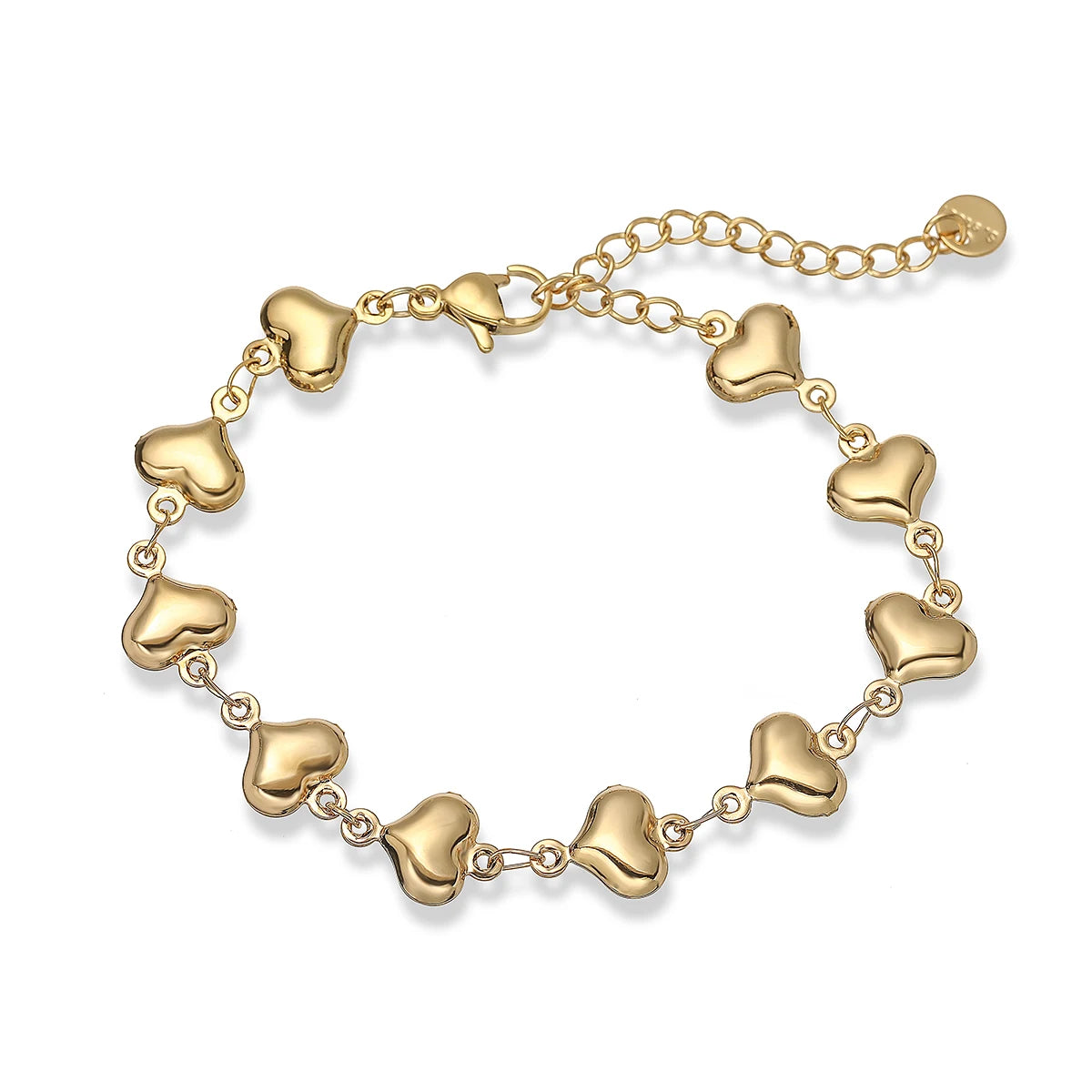 NEWBUY Großhandel, nicht verblassende, goldfarbene 316L Edelstahl Herz Charm Armband für Frauen, lässiger täglicher Schmuck