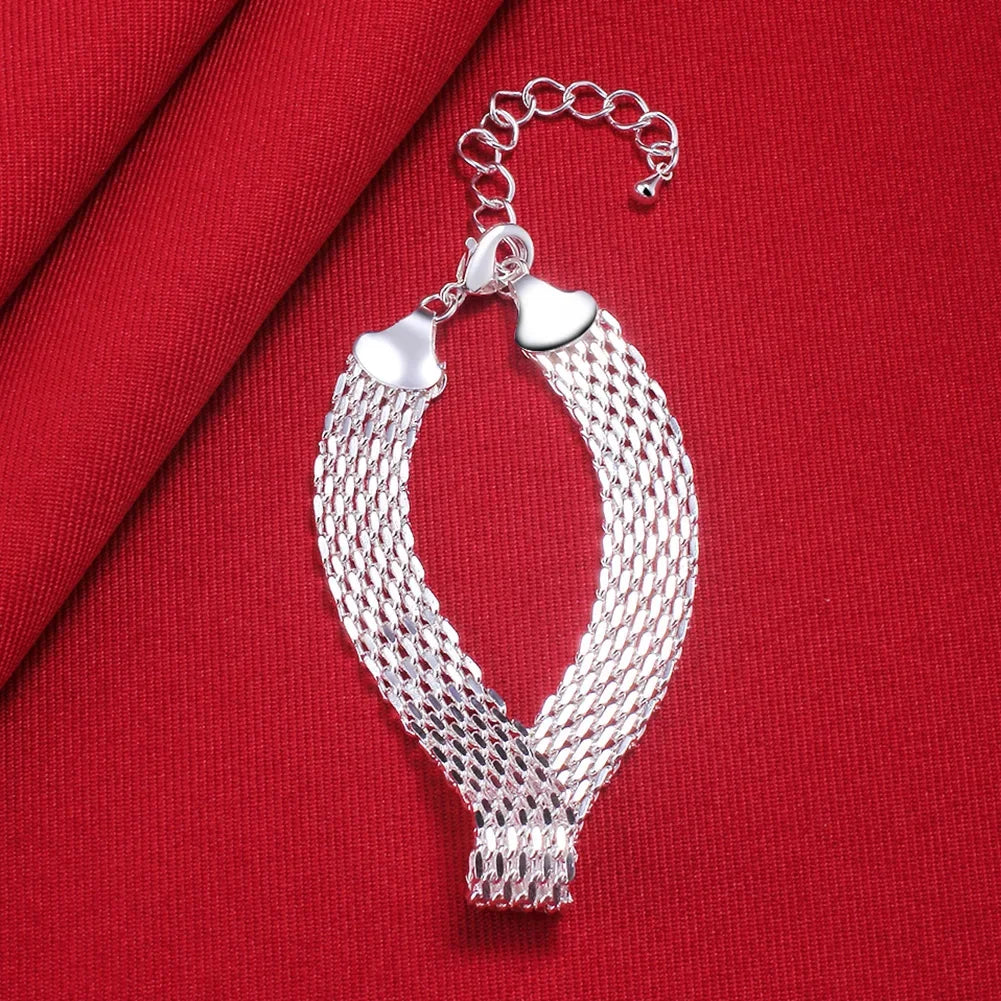 Heiße neue 925 Sterling Silber Armbänder für Frauen Exquisite Mode Webkette Hochzeitsfeier Weihnachtsgeschenke Schmuck