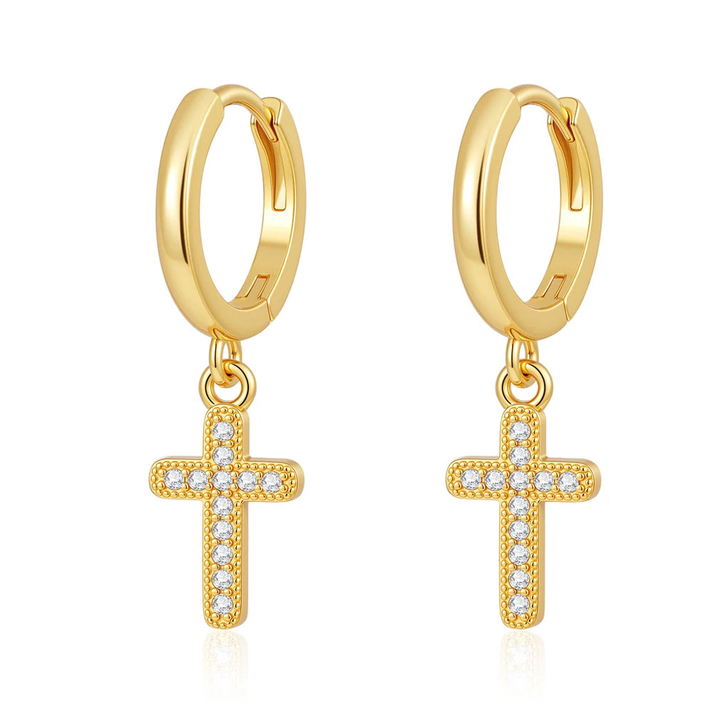 Pendientes de tuerca europeos con cruz de girasol, color dorado, para mujer, festival, exquisitos abalorios, regalos de joyería, plata 925