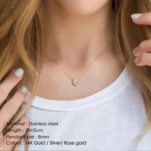 SUNIBI Edelstahl Geburtsstein-Halskette für Damen, goldfarben, Brautschmuck, Designer-Anhänger, Halsketten, Geburtstagsgeschenk, Großhandel