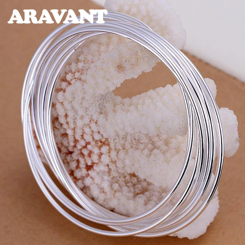 Pulsera de triple anillo con 10 círculos de plata 925 Aravant para hombre y mujer, joyería de moda