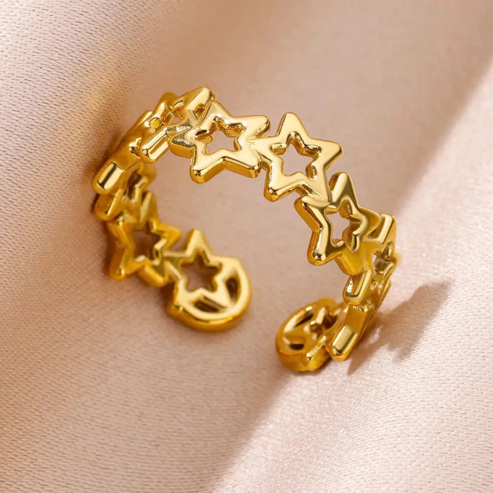 Edelstahl Rose Blume Ringe für Frauen Vintage Hohl Herz Fingerring Ästhetischer Schmuck Geschenke anillos mujer