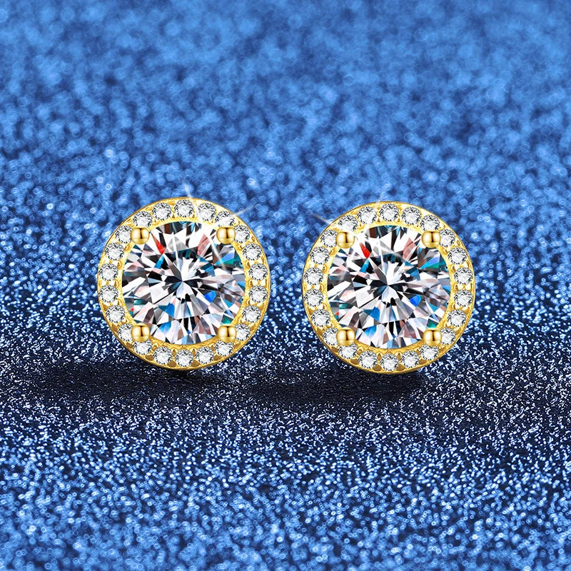 NeeTim 0.5ct 1ct 2ct Moissanit Ohrstecker für Damen Party Braut S925 Sterlingsilber mit Vergoldung Labor-Diamant-Ohrringe