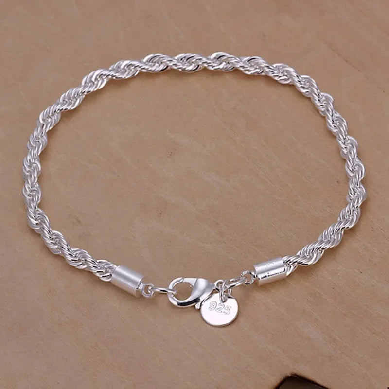 20,32 cm 18K Goldarmband 5MM seitliches Kettenarmband für Frauen Männer Mode Hochzeit Verlobung 925 Sterlingsilber Schmuck Geschenke