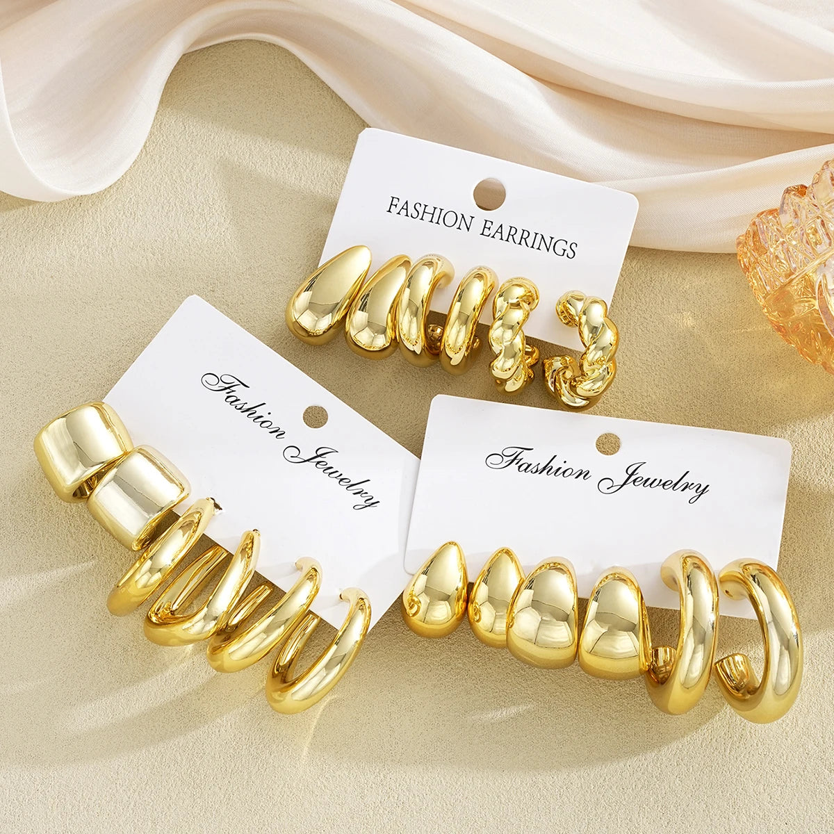 18 Teile/Set Mode Wassertropfen Ohrringe Für Frauen Vintage Übertreibende Geometrische Twist Creolen Personalisierte Schmuckgeschenke Neu