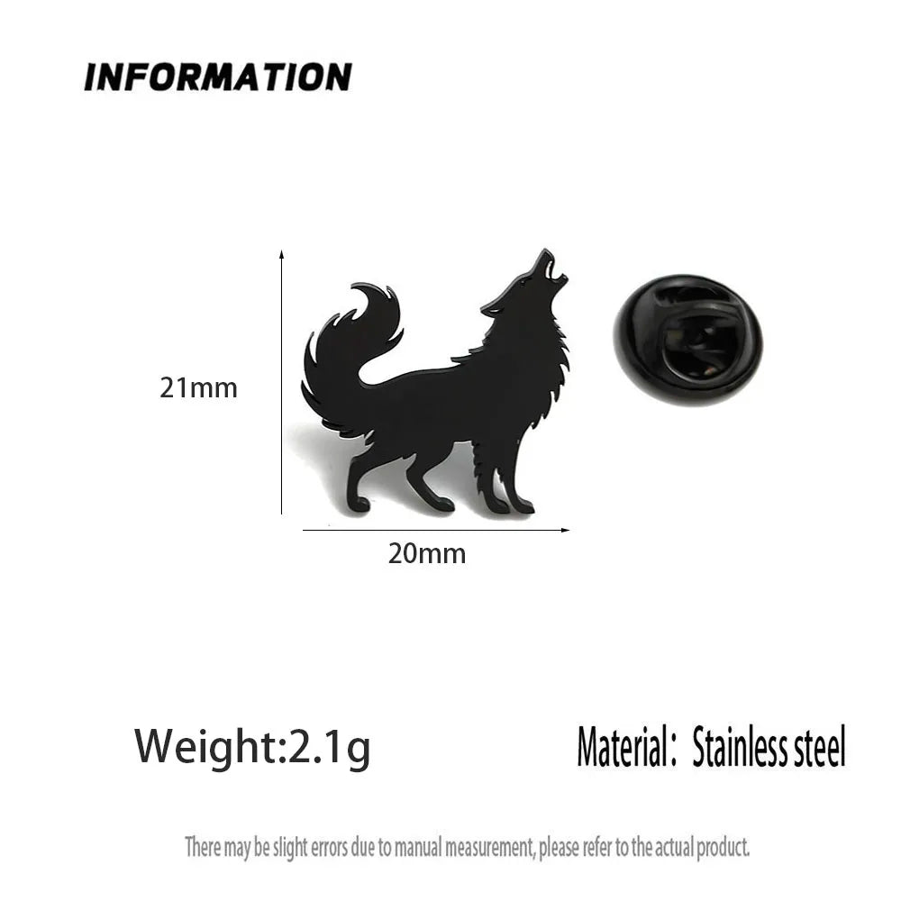 Creative Lonely Wolf Stainless Steel Brooch, Waterproof and Fading Badge Set, Suit Lapel Pin, Wedding Party Wear