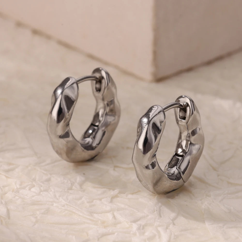 Edelstahl Ohrhänger für Damen Goldfarbe Neuheiten Geometrische Kleine Creolen 2024 Trend Hochzeitsschmuck Geschenk