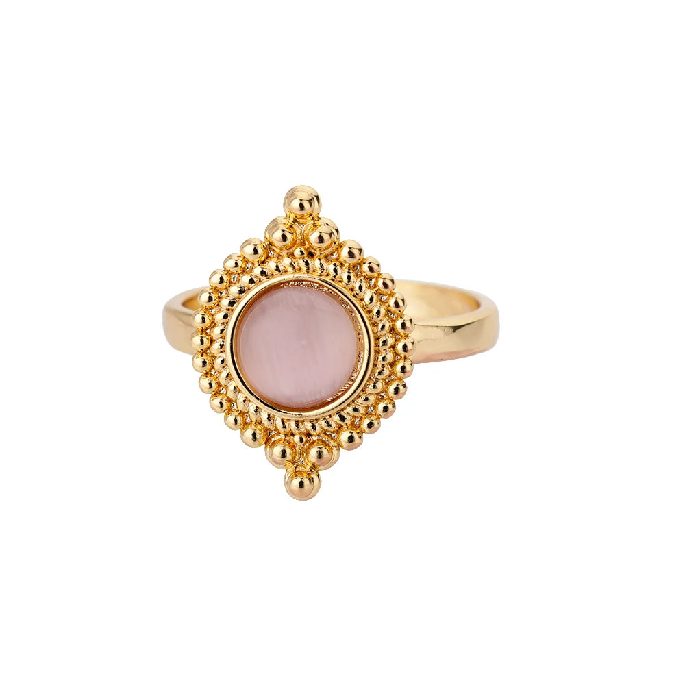 Luxus Opal Zirkon Sonnenringe für Damen Mädchen Edelstahl Goldfarbe Offener Ring 2025 Neue Mode Hochzeit Paar Schmuck Geschenk