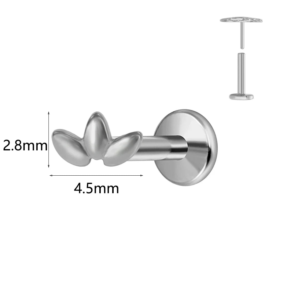Winziger Wassertropfen Labret Piercing G23 Titan Opal Mond Push-In Zweig Ohrring Stecker Anhänger Gewindeloser Knorpelkörperschmuck