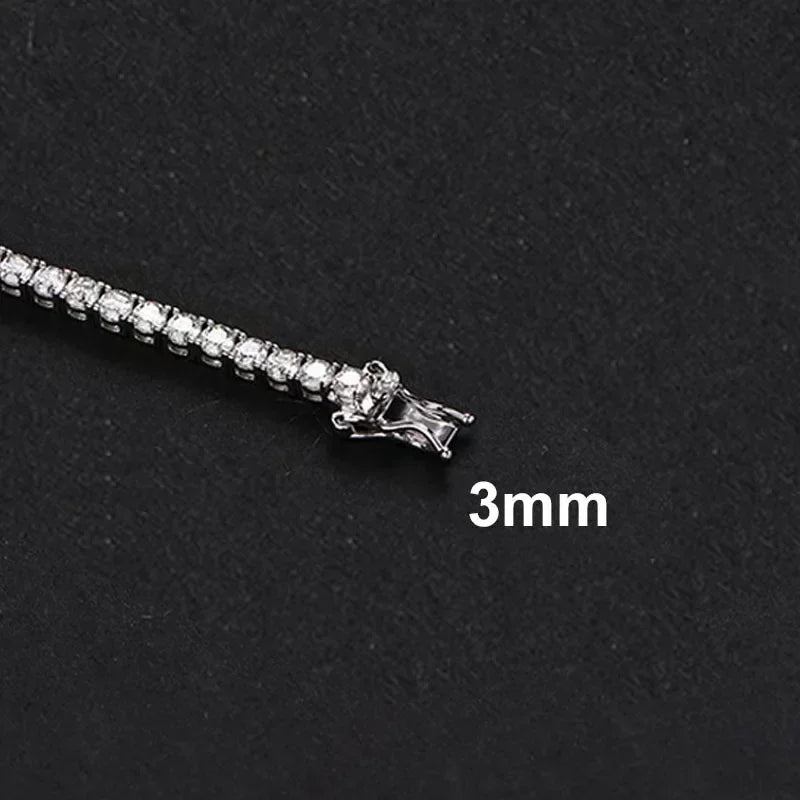 NeeTim 3mm 4mm 5mm Moissanit Tennisarmband Volldiamant 925er Sterlingsilber vergoldet Armbänder für Damen Herren