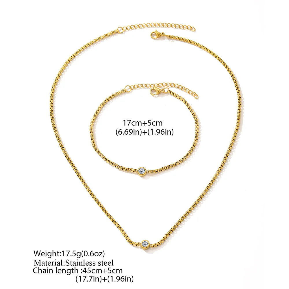 Boho Perlenkette Zirkon Armband und Halskette Set, Wasserdichter Edelstahl Damenschmuck, Geschenk für Ehefrau Freundin