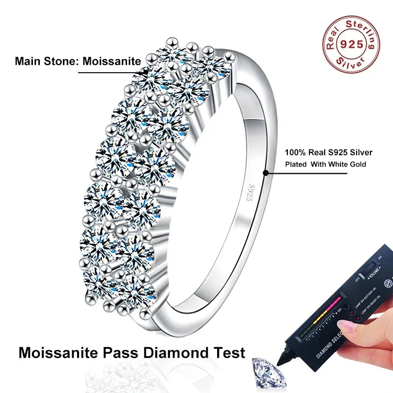 NeeTim 1.4CT Alle Moissanitringe für Damen Funkelnder Diamant-Ehering aus S925 Sterlingsilber mit weißgoldplattiertem Schmuck