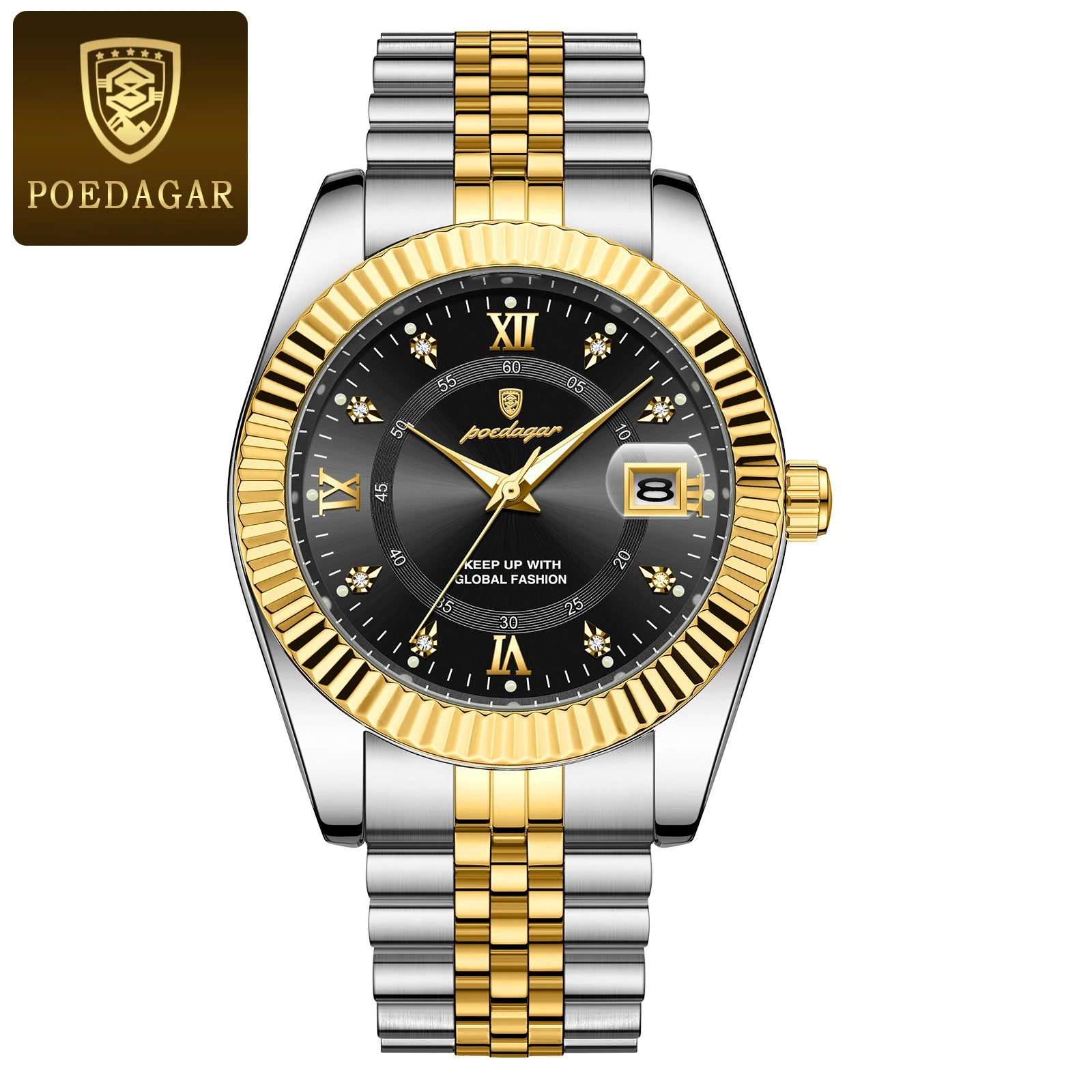 Relojes de cuarzo clásicos de lujo POEDAGAR para hombre, de acero inoxidable, con fecha, resistentes al agua, luminosos, a la moda, de negocios, para hombre