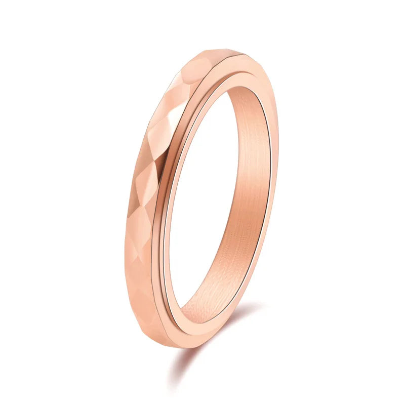 3mm dünner Edelstahl Facettierter Spinnerring Ehering für Damen und Mädchen Größe 5-12