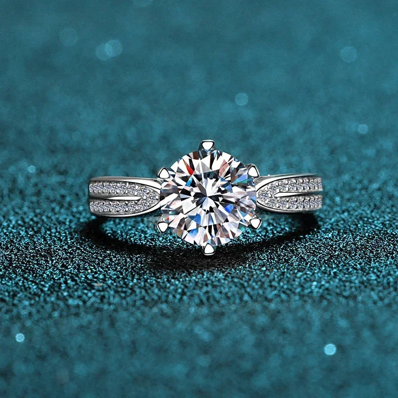 NeeTim 0.5ct 1ct Moissanit Verlobungsring Damen Antragsringe S925 Sterlingsilber Weißgold Plattiert Ehering