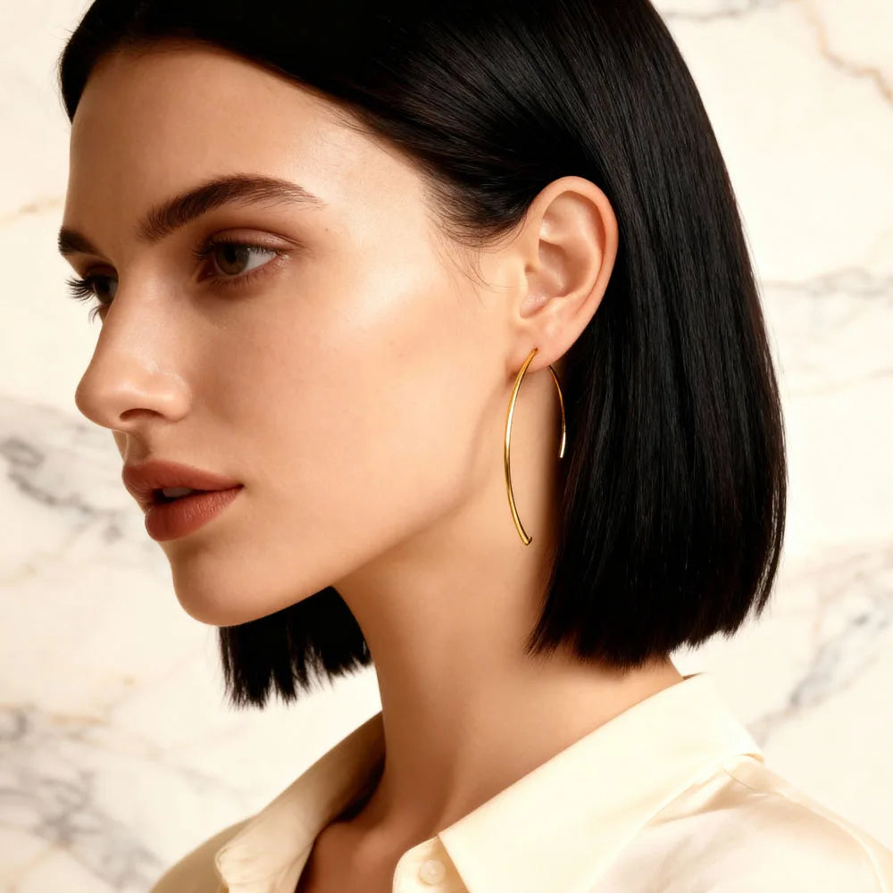 Stilvolle geometrische Creolen für Damen und Mädchen, aus Edelstahl, minimalistisch, elegant