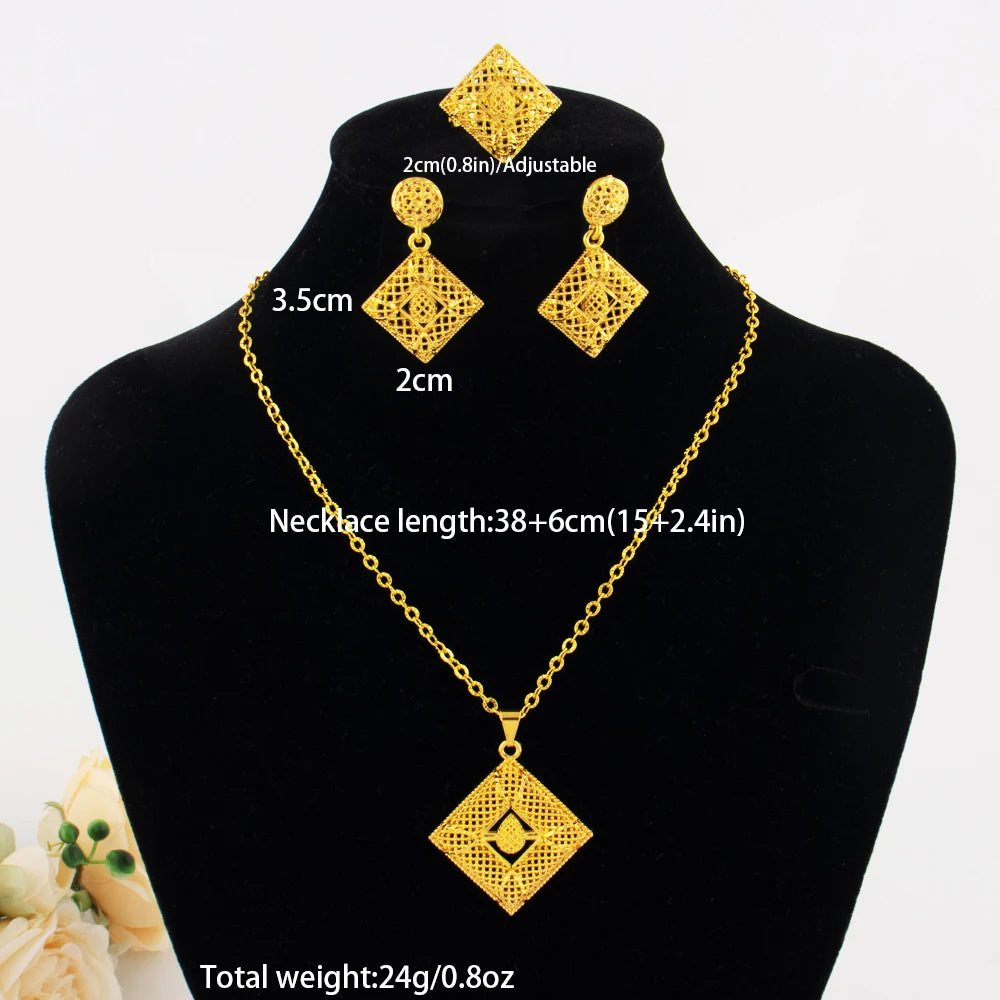 Modeschmuck-Set aus Gold, Edelstahl-Ohrringe und Halsketten für Damen, einfaches Persönlichkeitsgeschenk, Hochzeitsfeier-Accessoires