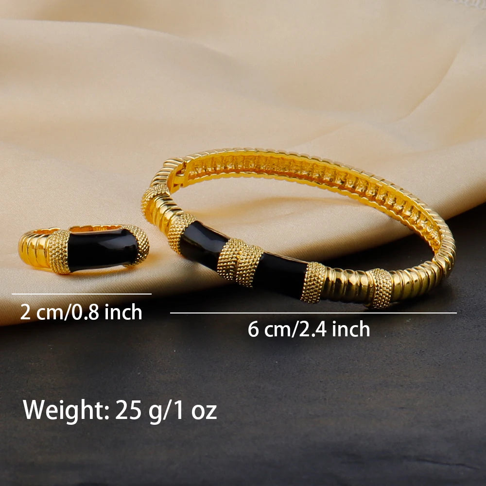 Vergoldeter Ring und Armband, nigerianisches Schmuckset, hohe Eleganz, mehrfarbig, personalisierte Armbänder, Mädchengeschenk, kostenloser Versand