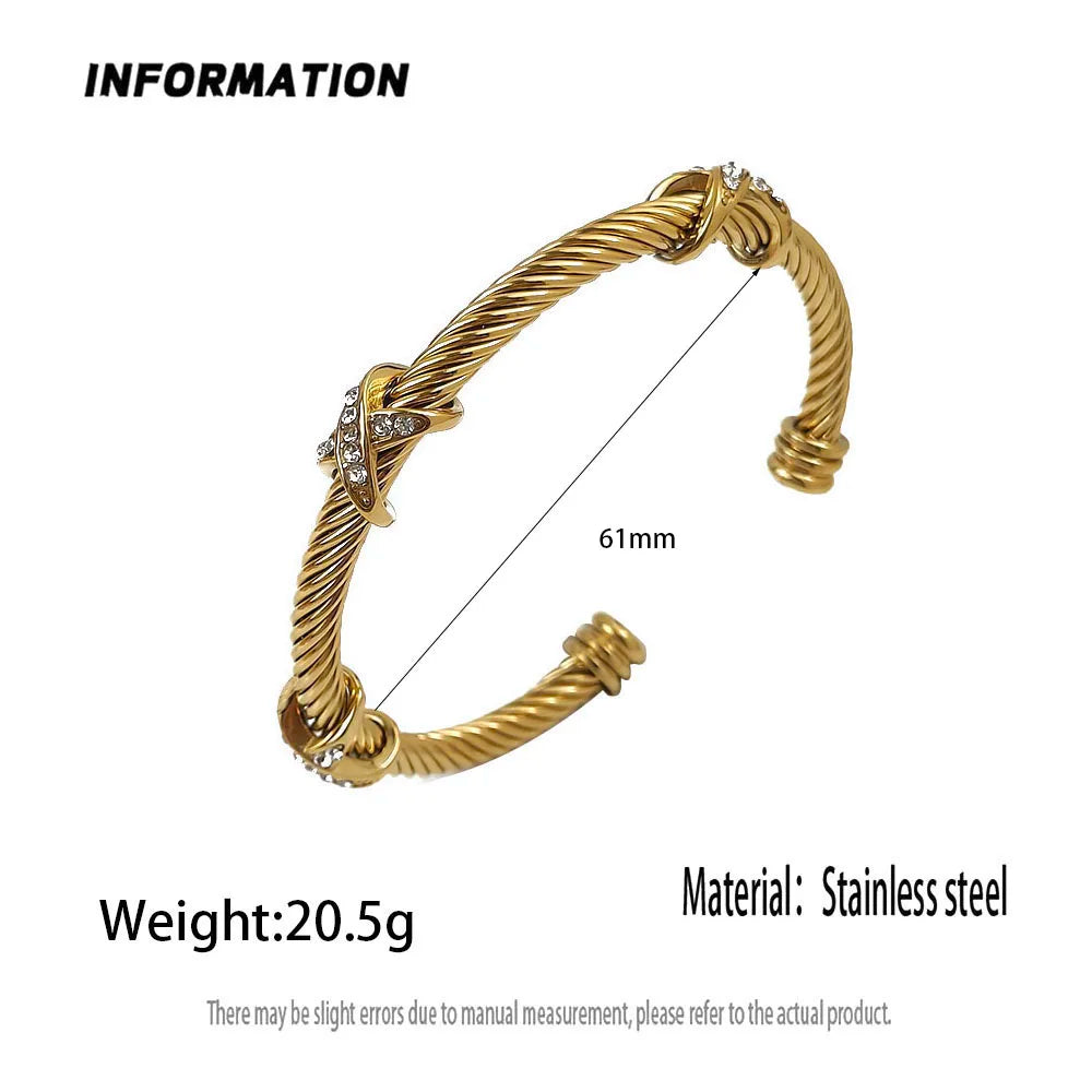 Original Design Edelstahl Drahtkreuz Zirkon Edelstahl Damenarmband, wasserdicht und rostfrei, Partnerarmband