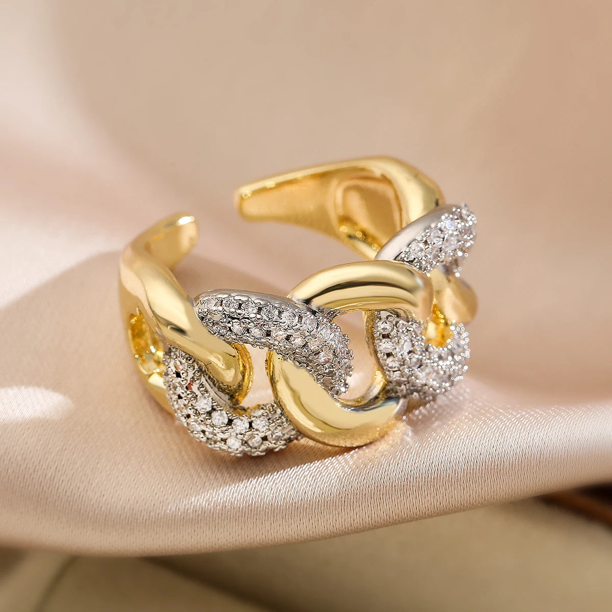 NEWBUY Marke Luxus AAA Zirkonia Pflasterfassung Kupfer Schmuck Gold/Silber Mix Farbe Eheringe Für Frauen Geschenk